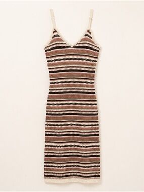 Wild Skye Crochet Knit Striped Midi Dress Large Boho Y2K Festival